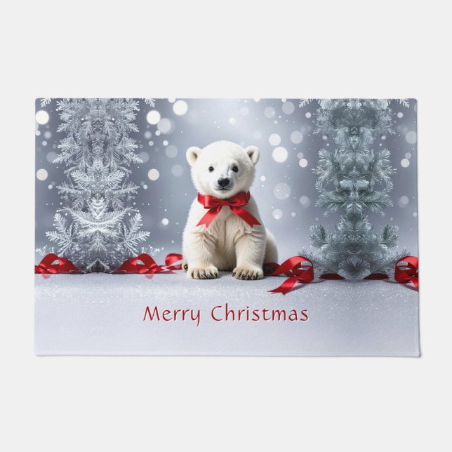 Polar Bear Christmas Holiday Doormat Fußmatte (Vorderseite)
