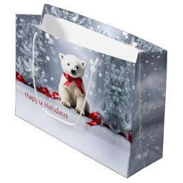 Polar Bear Christmas Holiday Gift Bag Große Geschenktüte