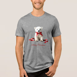 Polar Bear Christmas Holiday Men's T-Shirt Tri-Blend Shirt