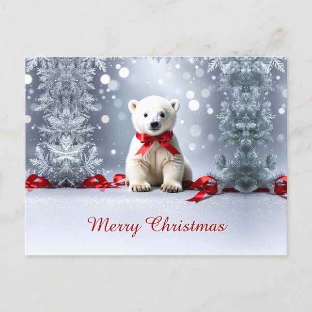 Polar Bear Christmas Holiday Postcard Postkarte (Vorderseite)