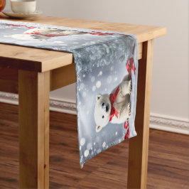 Polar Bear Christmas Holiday Table Runner Mittelgroßer Tischläufer