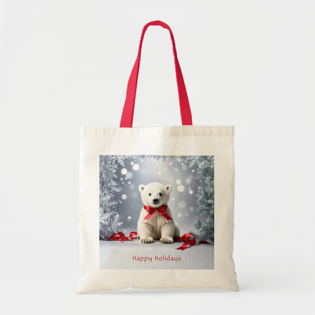 Polar Bear Christmas Holiday Tote Bag Tragetasche (Vorne)