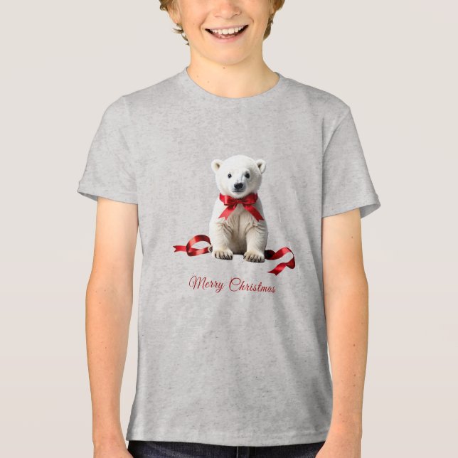 Polar Bear Christmas Holiday Tri-Blend Shirt (Vorderseite)