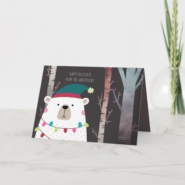Polar Bear Christmas Holidays Modern Personalized Karte (Vorderseite)