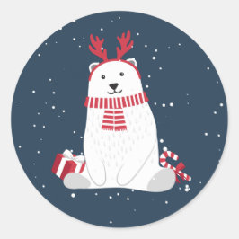 Polar Bear Christmas ID851 Classic Round Sticker