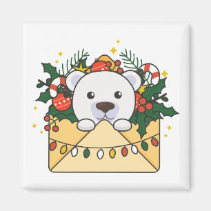 Polar Bear Christmas Letter Wintertiere Polar m Magnet