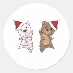 Polar Bear Christmas Niedlicher Tiere Polar Bear B Runder Aufkleber