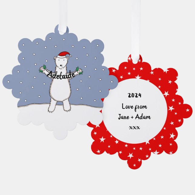 Polar Bear Christmas Ornament Karte (Vorderseite/Rückseite)