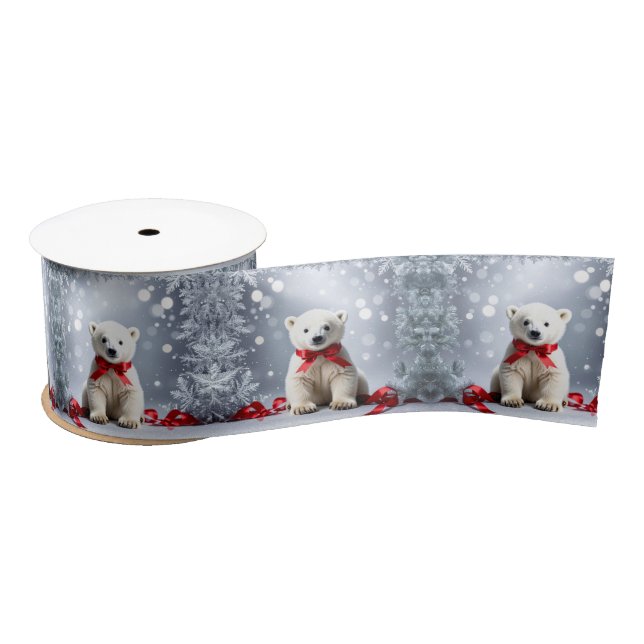 Polar Bear Christmas Satin Ribbon Satinband (Spule)