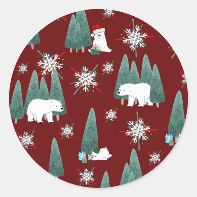 Polar Bear Christmas Sticker (Vorderseite)