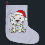Polar Bear Christmas Winter Animals Polar Bears La Großer Weihnachtsstrumpf<br><div class="desc">Der Eisbär zu Weihnachten mit Feenlicht. Hübsche Tiere mit Geschenken und Schnee für den Urlaub. Ein süßes Weihnachtsgrüßen. Eisbären sind niedliche Tiere und perfekt zu Weihnachten.</div>