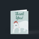 Polar Bear Christmas Winter Dankeskarte<br><div class="desc">Dankeschön mit dieser gefalteten Karte,  die in den Winterhütten des Stricks Bilder von Arktischen Tieren zeigt. Die Vorderseite zeigt einen Eisbären mit einer Darstellung eines Rentiers im Inneren. Die Meldung "Danke!" auf der Vorderseite kann mit Ihrem eigenen Text angepasst werden. Diese Karten sind innen leer.</div>