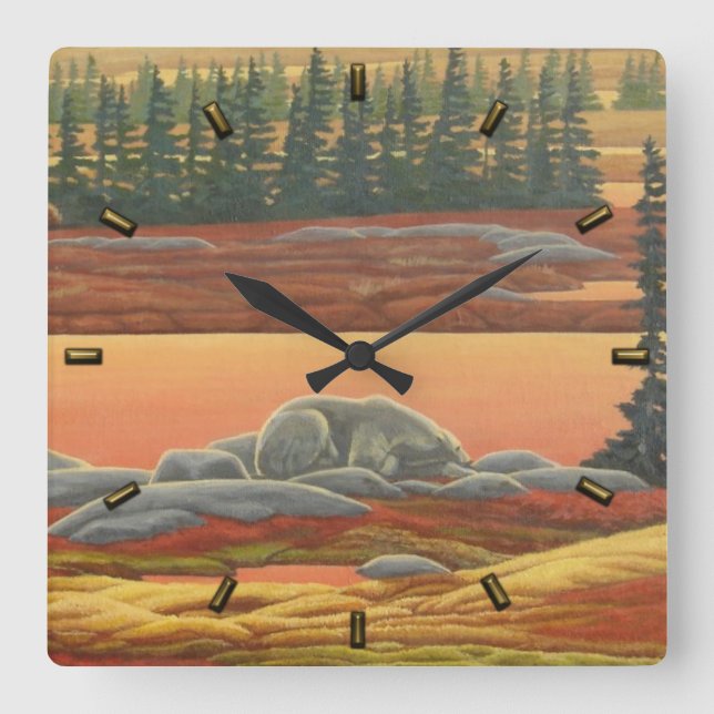 Polar Bear Clock Art Herbst Bärenwall Uhr (Vorderseite)
