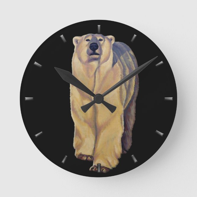 Polar Bear Clock Bären Art Wall Uhren Bärendekor (Vorderseite)