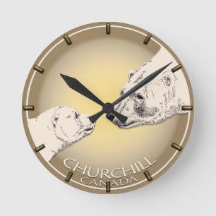 Polar Bear Clock Churchill Runde Wanduhr