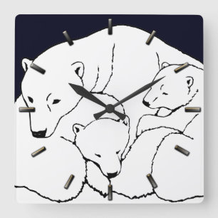 Polar Bear Clock Coole Cubs Bärenhalle Quadratische Wanduhr