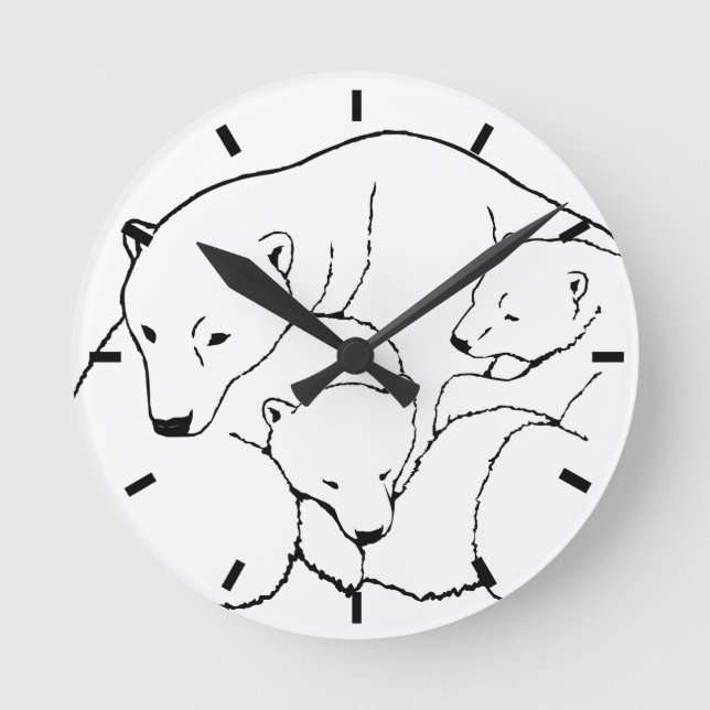 Polar Bear Clock Coole Cubs Bärenhalle Runde Wanduhr (Vorderseite)
