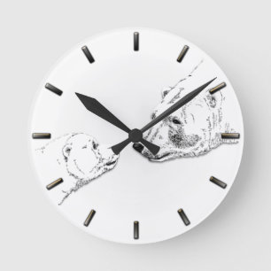 Polar Bear Clock Mother & Cub Bären Art Clock Runde Wanduhr