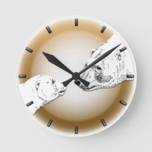 Polar Bear Clock Mother & Cub Bären Art Clock Runde Wanduhr