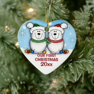 Polar Bear Couple First Christmas Ornament