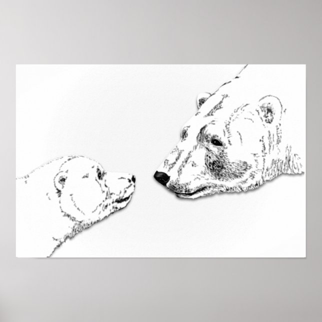 Polar Bear & Cub Art Print Wildlife Poster (Vorne)