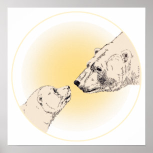 Polar Bear & Cub Art Print Wohngestaltung Poster