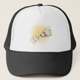 Polar Bear & Cub Caps & Hats Wildlife Art Hat Truckerkappe