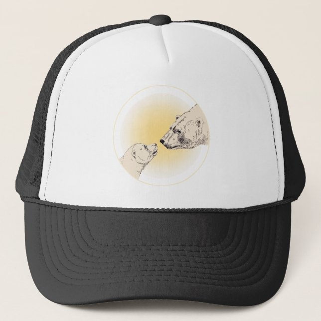 Polar Bear & Cub Caps & Hats Wildlife Art Hat Truckerkappe (Vorderseite)