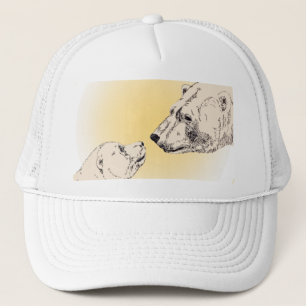 Polar Bear & Cub Caps Wildlife Bär Art Caps Truckerkappe