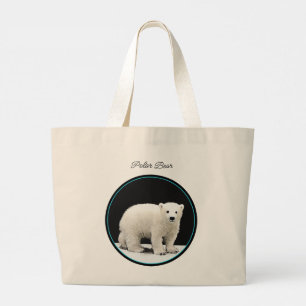 Polar Bear Cub Malerei Original Wildlife Art Jumbo Stoffbeutel