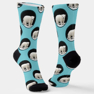 Polar Bear Cub Malerei Original Wildlife Art Socken