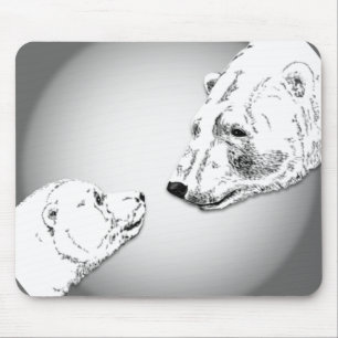 Polar Bear & Cub Mousepad Bären Art Mousepad
