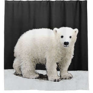 Polar Bear Cub Painting - Original Wildlife Art Duschvorhang
