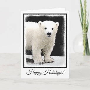 Polar Bear Cub Painting - Original Wildlife Art Feiertagskarte