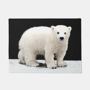 Polar Bear Cub Painting - Original Wildlife Art Fußmatte