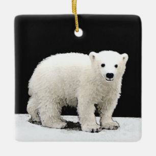 Polar Bear Cub Painting - Original Wildlife Art Keramikornament