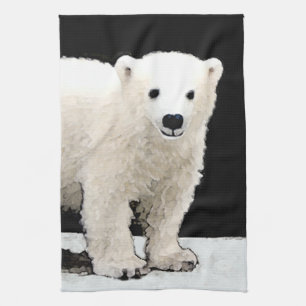 Polar Bear Cub Painting - Original Wildlife Art Küchentuch