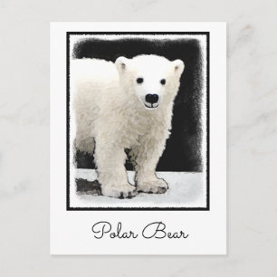 Polar Bear Cub Painting - Original Wildlife Art Postkarte