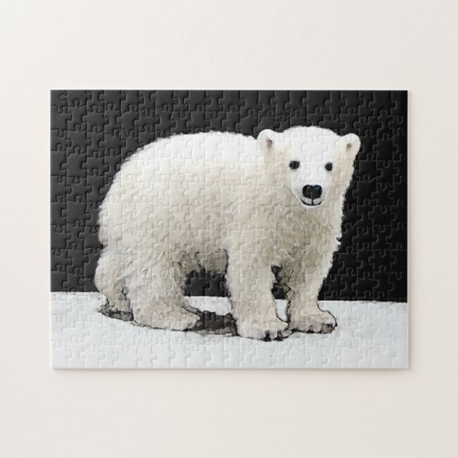 Polar Bear Cub Painting - Original Wildlife Art Puzzle (Horizontal)