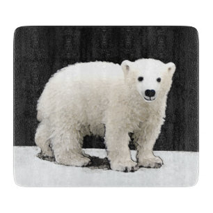 Polar Bear Cub Painting - Original Wildlife Art Schneidebrett