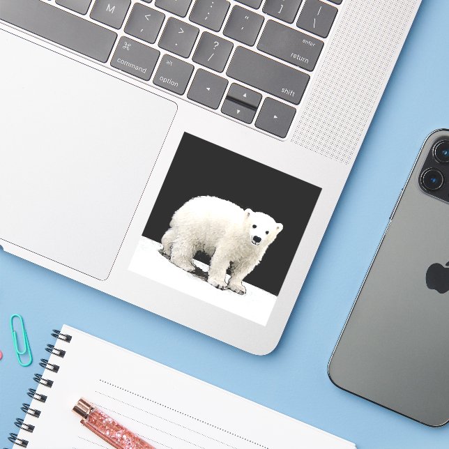 Polar Bear Cub Painting - Ursprüngliche Kunst, Dic Aufkleber (Laptop mit iPhone)