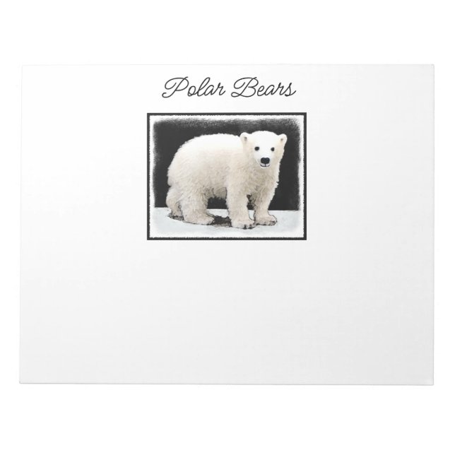Polar Bear Cub Painting - Ursprüngliche Kunst, Dic Notizblock (Vorderseite)