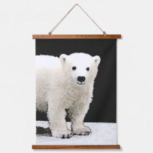 Polar Bear Cub Painting - Ursprüngliche Kunst, Dic Wandteppich Mit Holzrahmen