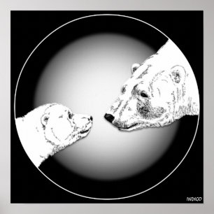 Polar Bear & Cub Poster Bären Kunst Prints & Gesch