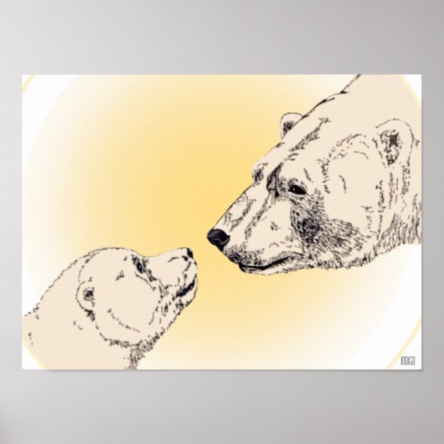 Polar Bear & Cub Poster Wildlife Wohngestaltung (Vorne)