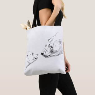 Polar Bear & Cub Tote Bag Bear Art Shopping Bag