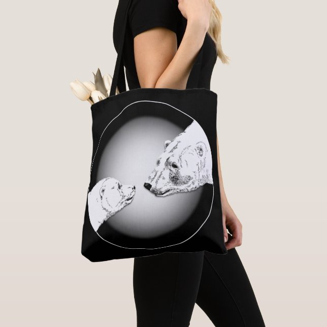 Polar Bear & Cub Tote Bag Bear Art Shopping Bag (Von Nahem)