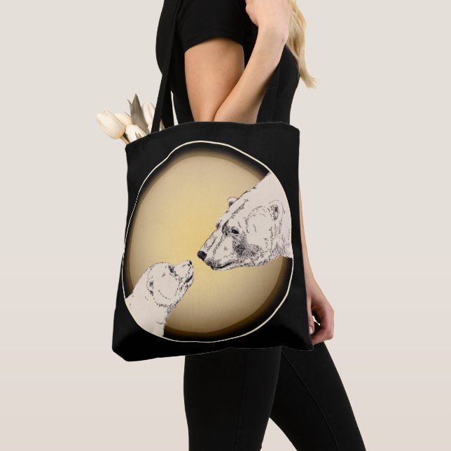 Polar Bear & Cub Tote Bag Bear Art Shopping Bag (Von Nahem)