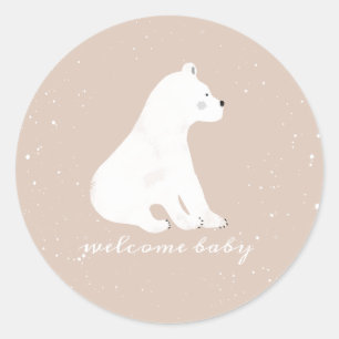 Polar Bear Cub Winterschnee Pink Babydusche Runder Aufkleber