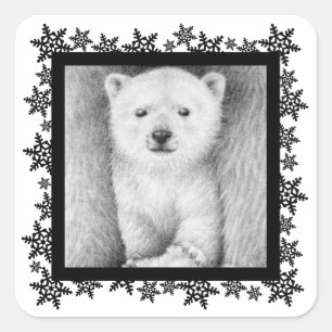 Polar Bear Cub Xmas Snowflake Sticker